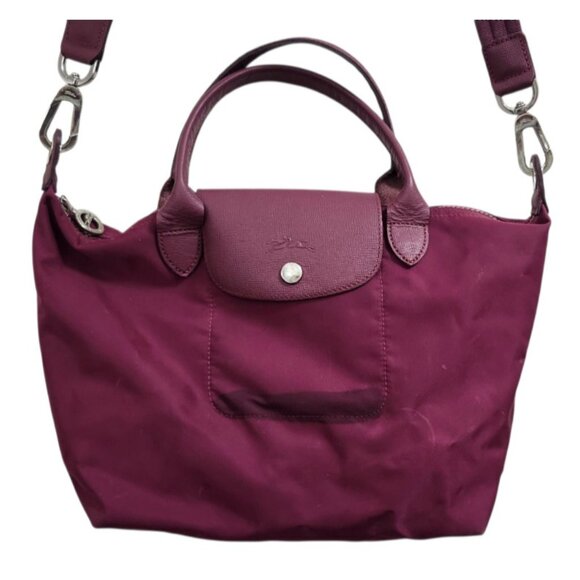 Longchamp Le Pliage Nylon Leather Burgundy S Neo Strap Shoulder Bag - Picture 3 of 16